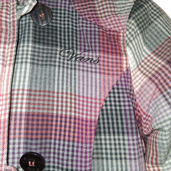Vans Women's Checkered Plaid Hoodie Sweater Size M Pink Purple White Supercute - Picture 4 of 7